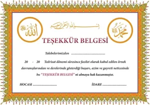 Teşekkür Belgesi