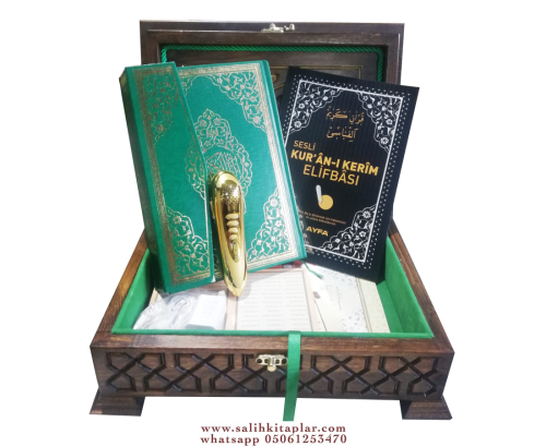 TS038 - Lüx Ahşap Oymalı Kutu Cami Boy Kalem Kuran-ı Kerim Seti V 7.1 