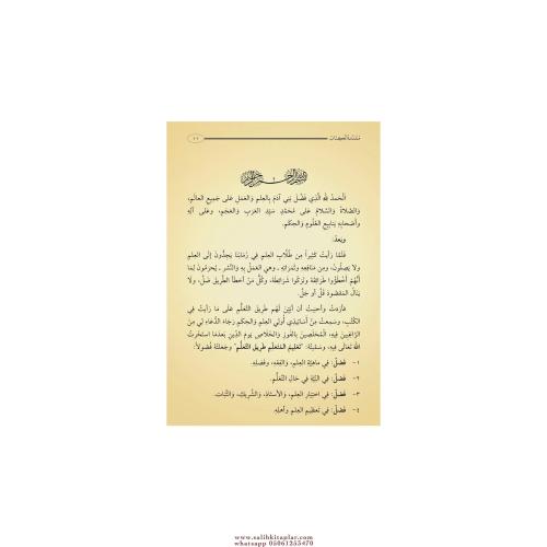 Talimül Müteallim Arapça - Yeni Dizgi - Tahkikli تعليم المتعلم طريق ال