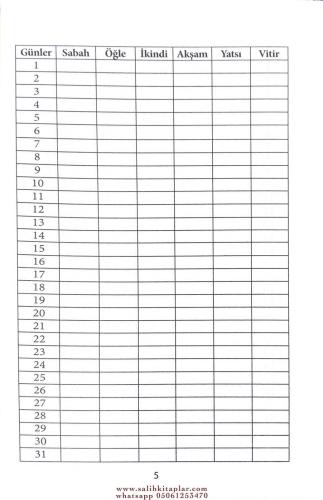 5 Yıllık Kaza Namazı Defteri