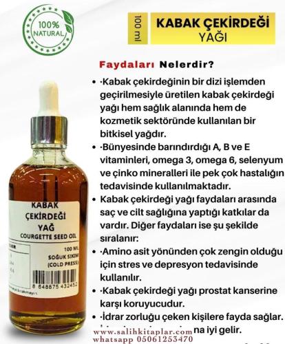 Bitkisel %100 Doğal Kabak Çekirdeği Yağı Bitkisel Yağlar 100 ml-!!!!ÜC